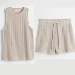 H&M Knitted Shorts and Tank Set Light Beige